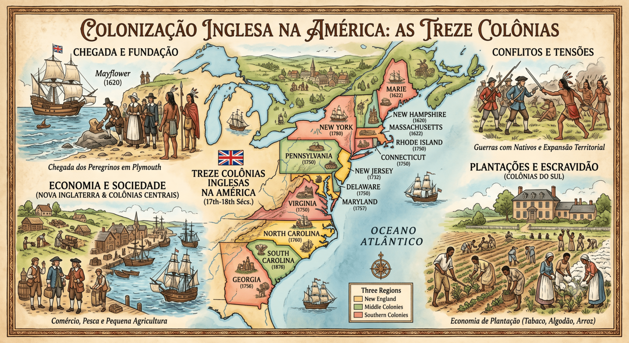 Revisão de História — Colonização Inglesa na América e Treze Colônias